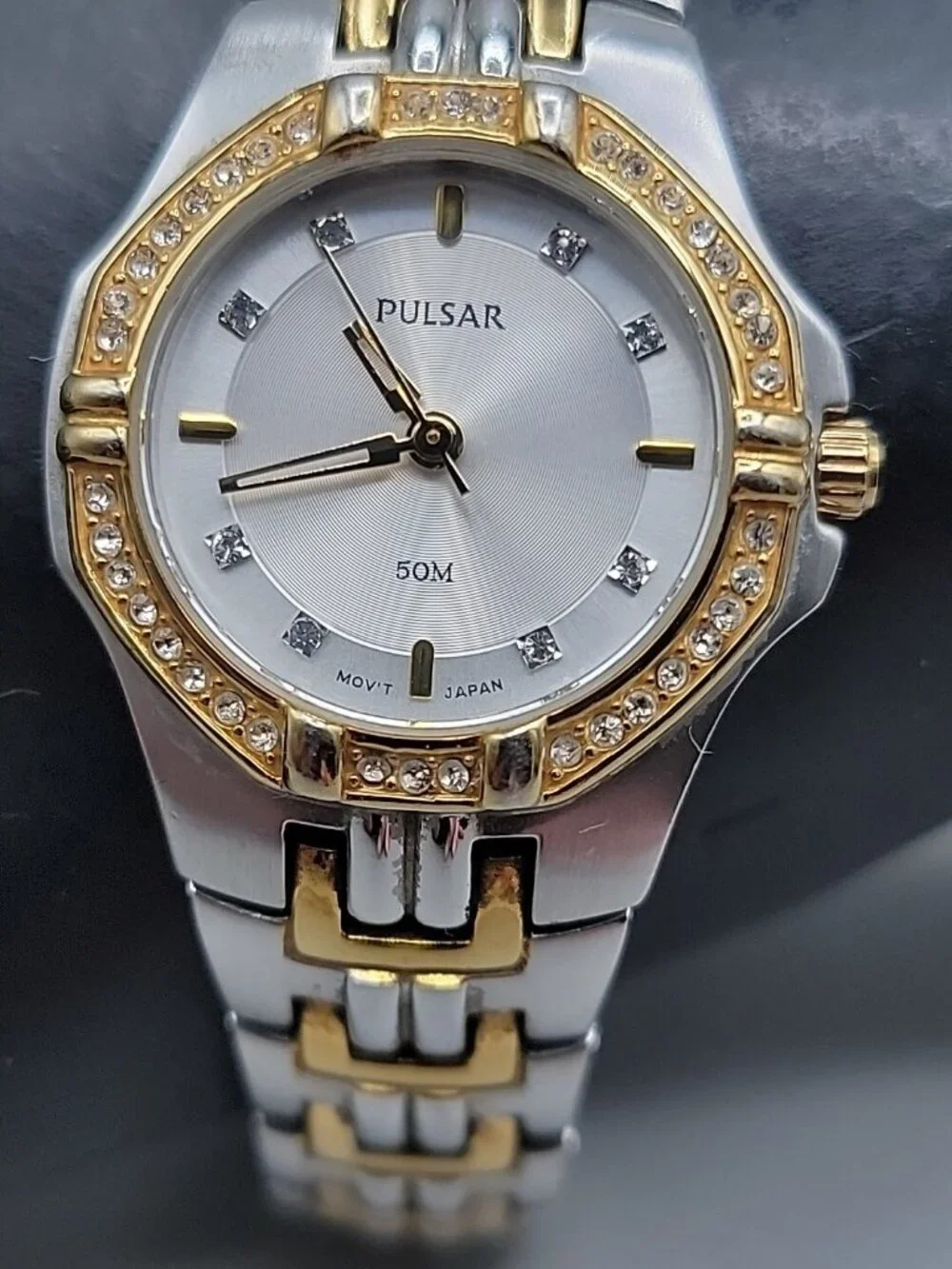 Pulsar Ladies Watch Quartz Swarovski Crystal Bezel 7